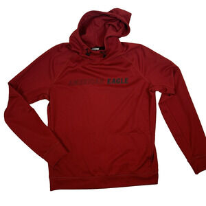 American Eagle Red Men's Medium Flex Waffle Knit Long Sleeved Hoodie M